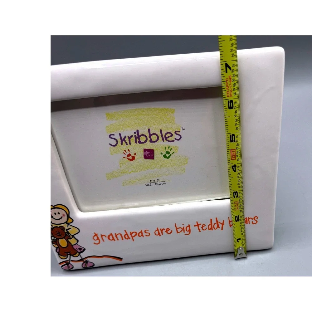 Russ Berrie Skribbles Ceramic 4x6 Picture Frame Grandpas Are Big Teddy Bears